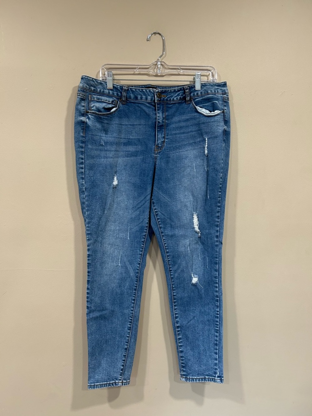 Wax Jean Women’s Blue Distressed Skinny Jeans Size 18